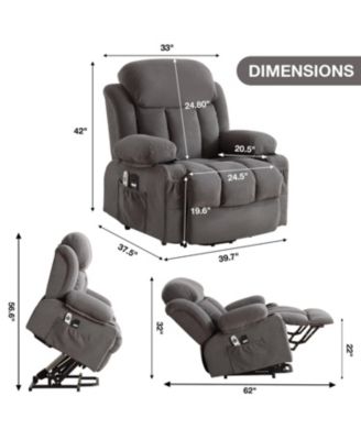 Power Lift Recliner with Heat & Massage (Grey)