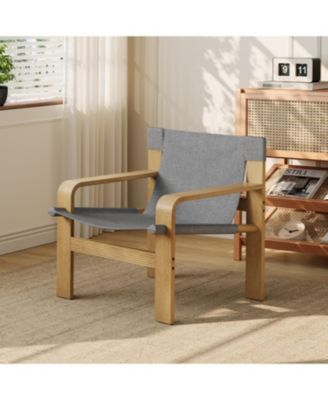 Oak Accent Lounge Chair - Dark Grey