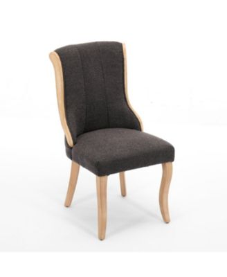  Snow Velvet Dining Chairs, Curved Wood, Gray (Set of 2)