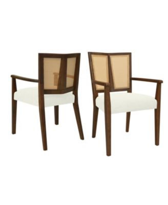  Arm Dining Chair (walnut+beige) Set of 2