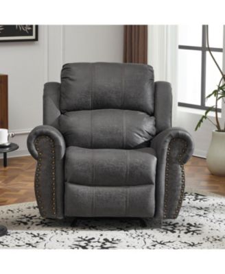 40.75" Wide Suede Manual Glider Standard Recliner, Slate