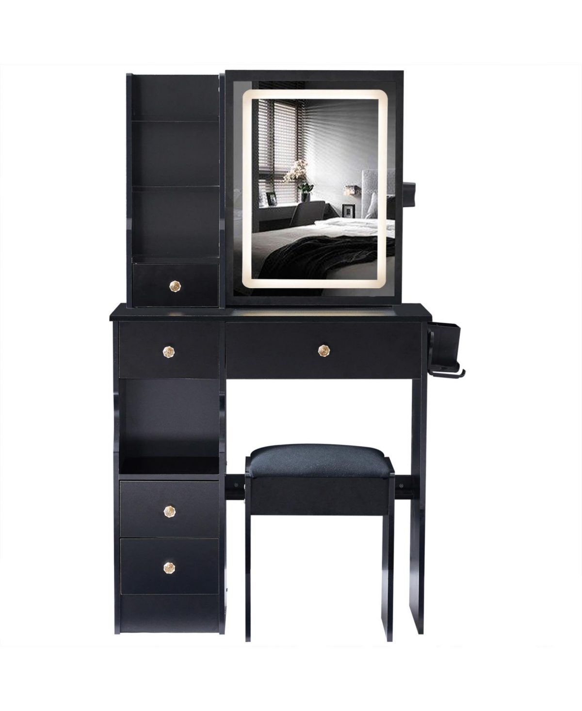 Streamdale Furniture Vanity Table with Charging Station & Led Mirror