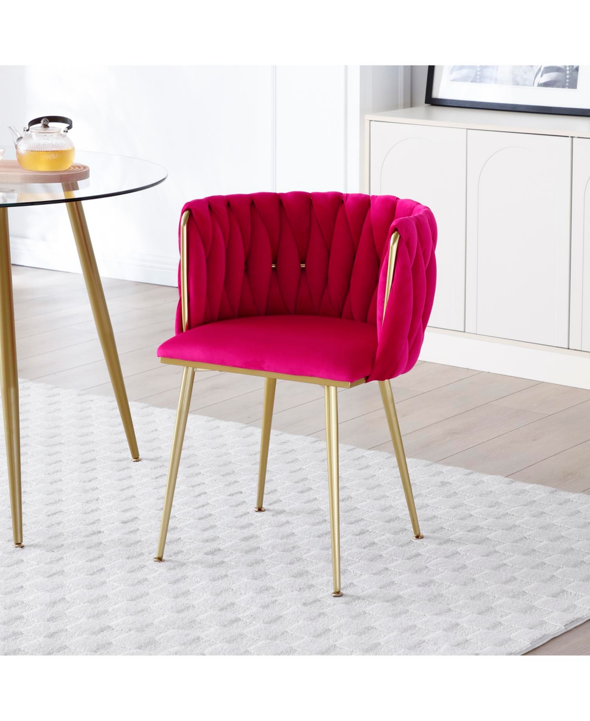 Streamdale Furniture 2-Piece Velvet Upholstered Golden Metal Legs Dining Chairs