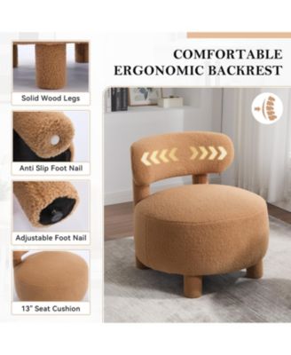  Teddy Fabric Armless Accent Chair - Khaki