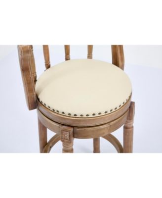 + 26" Seat Height (1pc) + Leather + Wooden + Bar Stool