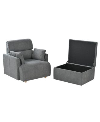 Oversized Accent Chair w/ Ottoman - Modern Lounge & Reading Chair (Dark Gray)