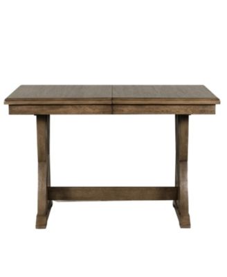 Streamdale Mid-Century Extendable Dining Set, Solid Wood, 6 Seats, Golden Brown