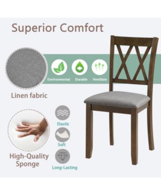  Walnut Wood Dining Chairs Set of 4, Padded Seat