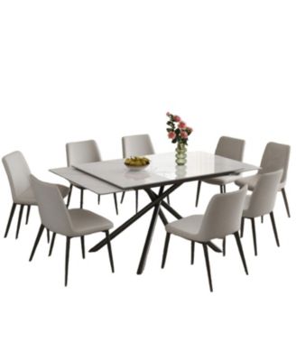 Streamdale Retractable Sintered Stone Dining Table Set (Table + 8 Chairs