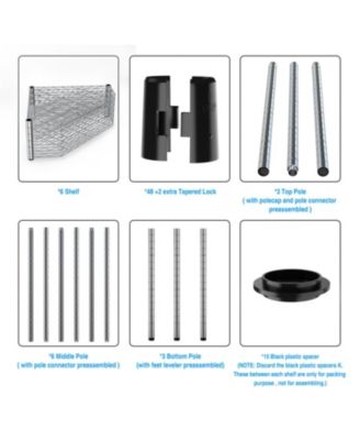 6 Tier Pentagonal Corner Wire Shelf Rack - Chrome