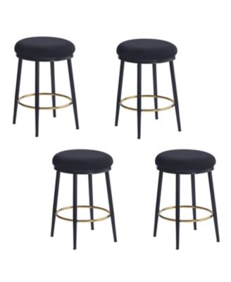 Modern Counter Stools (4), 24.75", Black w/Iron Frame, Cushions