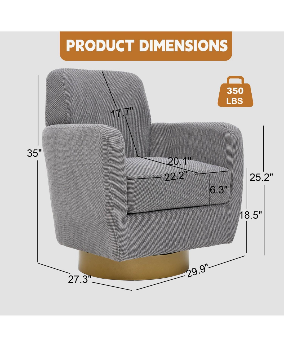 Streamdale Furniture 360 Ergonomic Fabric Armchair for Living Room or Bedroom