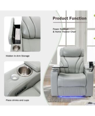 Power Recliner with USB Charger, Storage, Cup Holder, Bluetooth