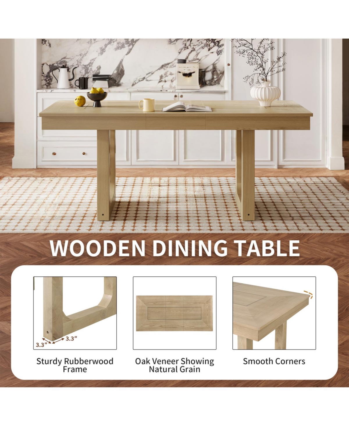 Streamdale Furniture Farmhouse Extendable Dining Set with 6 Upholstered Chairs