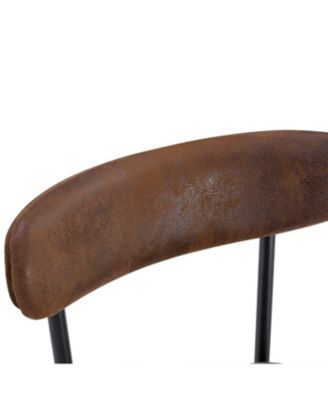 Ergonomic High Leg Bar Chairs - Brown Fabric Cushions Black Metal Legs