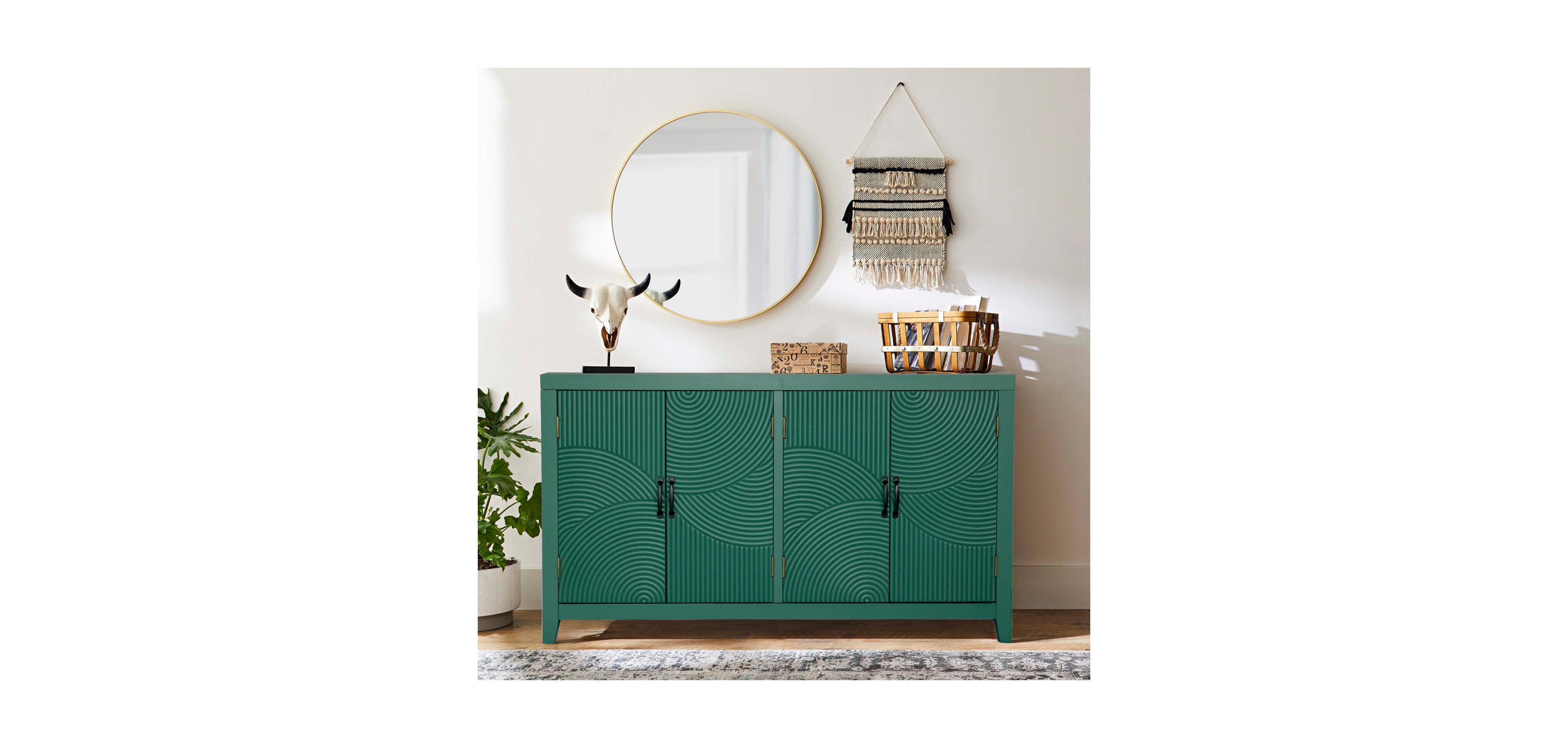 Streamdale Furniture 59'' Green Accent Cabinet - Mid Century Modern Buffet/Console
