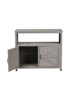 Wooden Patio Bar Table Set with Storage