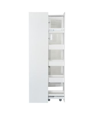 Farmhouse Pantry Cabinet - Pull-Out Shelves & Glass Doors