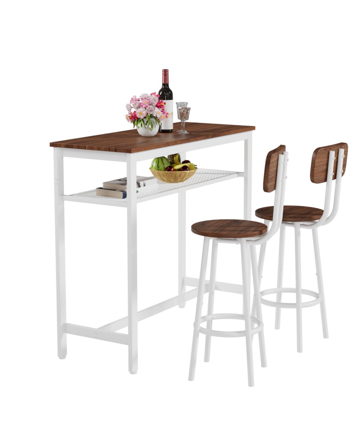Streamdale Furniture Streamdale 3 Piece Bar Table Set with Metal Frame & Storage
