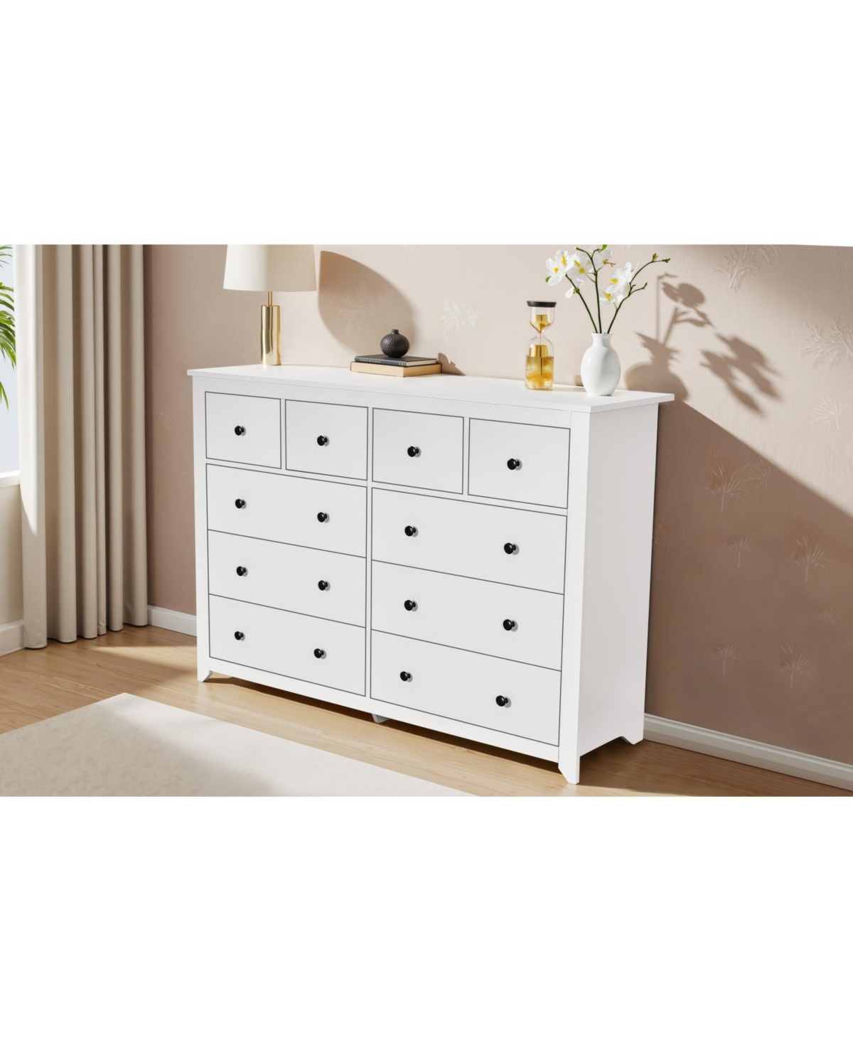 Streamdale Furniture White 10-Drawer Dresser - Modern Bedroom Storage