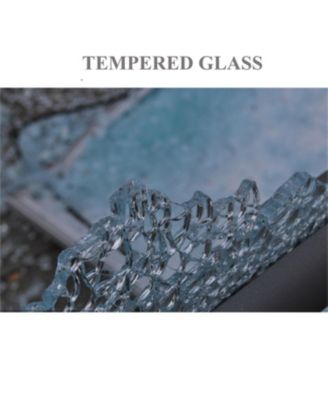 Two Door Glass Cabinet Glass Display Cabinet with 4 Shelves, Black