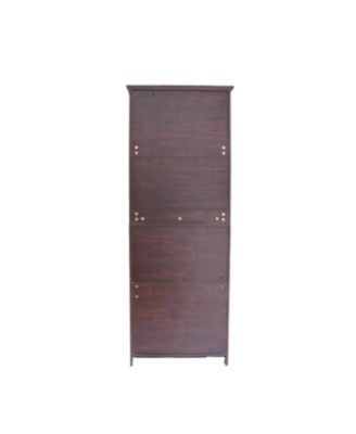 68" Shoe Cabinet with Doors, 8-Tier Adjustable Shoe Organizer, Walnut