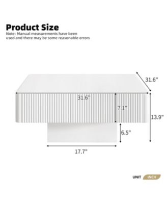 Elegant Square Fluted Coffee Table, Modern Drum End Table