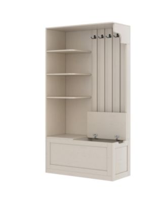Hall Cabinet with Storage & Hooks