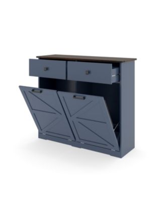 Farmhouse Blue Double Tilt Out Trash Cabinet