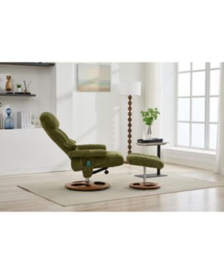 Ergonomic Recliner Chair with Ottoman, Massage, Heat, 360 Swivel, Green