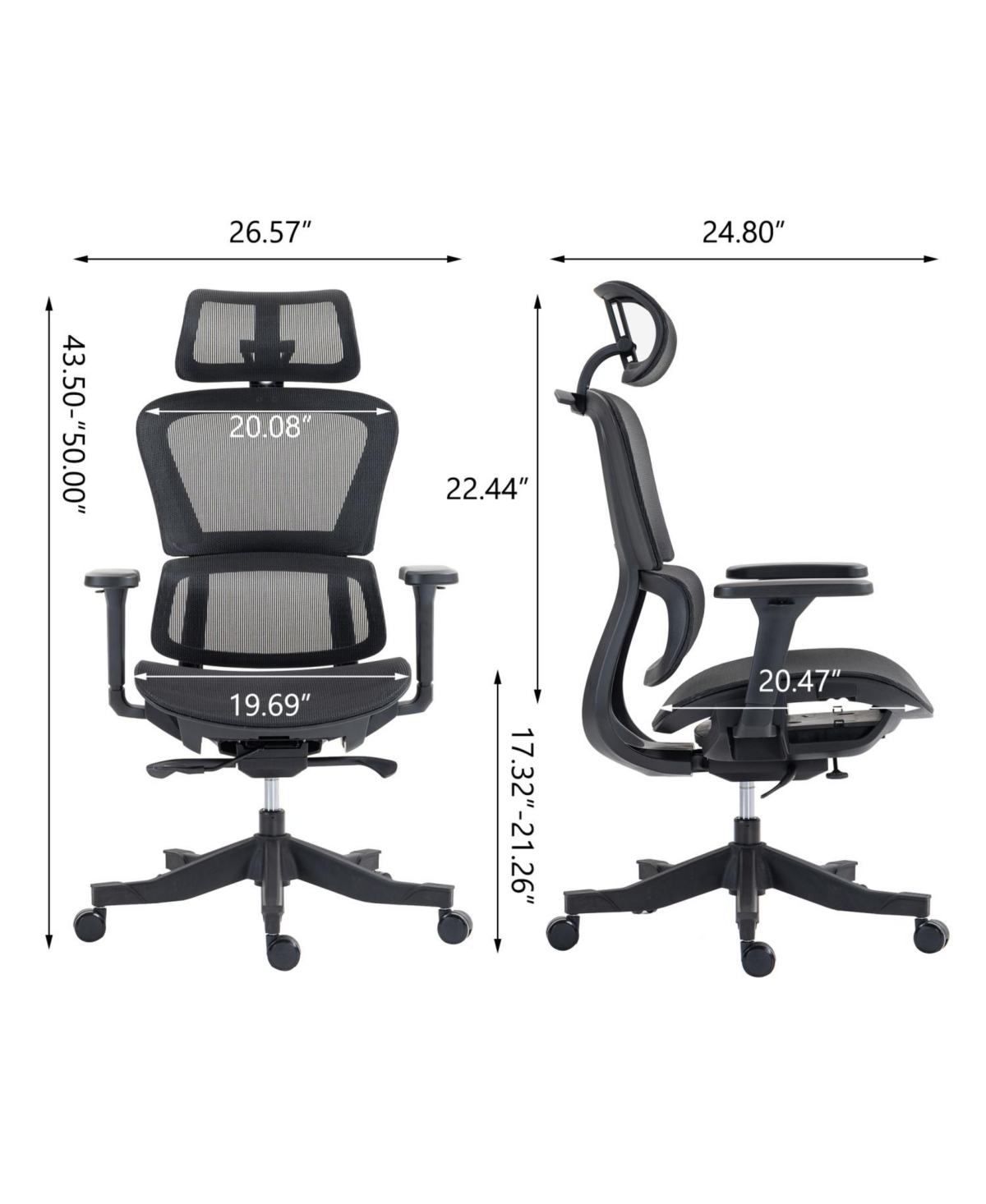 Streamdale Ergonomic Mesh Office Chair- 4D Armrests, Cool Comfort