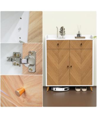 4-Tier Shoe Cabinet with Drawers & Doors