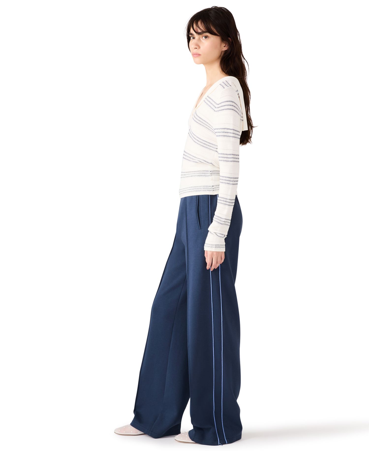 Women's V-Neck Stripe Sweater