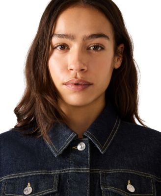 Women's Blu Elbow-Sleeve Denim Trucker Jacket