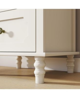 minimalist Buffet Cabinet with Glass Doors & Double Drawer