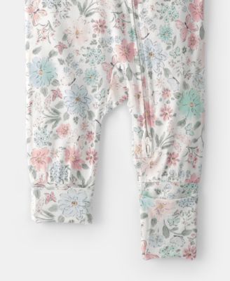 Baby Girls' Butterfly Garden Print 2-Way Zip Sleep and Play Pajama