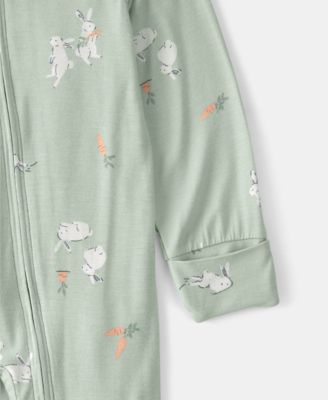Baby Boys' or Baby Girls' Easter Bunny Print 2-Way Zip Sleep and Play Pajama