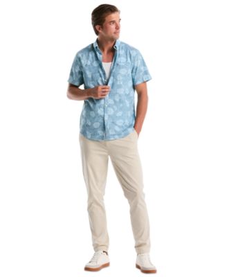 Men's All-Over Flower Print Collared Shirt