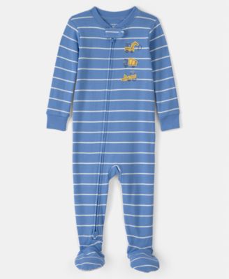 Baby Boys' Construction Striped Snug Fit One-Piece Pajama