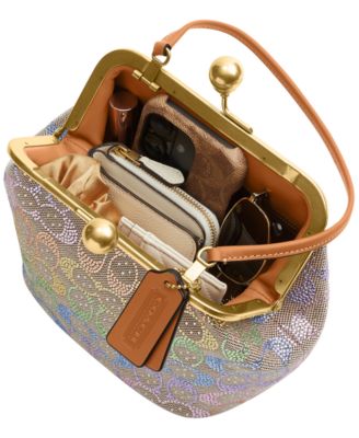 Kisslock Small Crystal Signature Jacquard Frame Bag 16