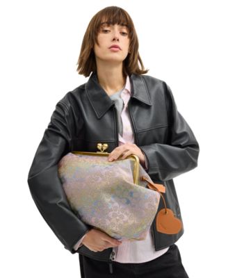 Kisslock Large Crystal Signature Jacquard Frame Bag 30