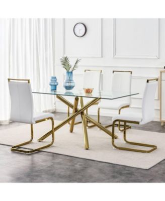 Modern White PU Leather Dining Chairs (Set of 4)