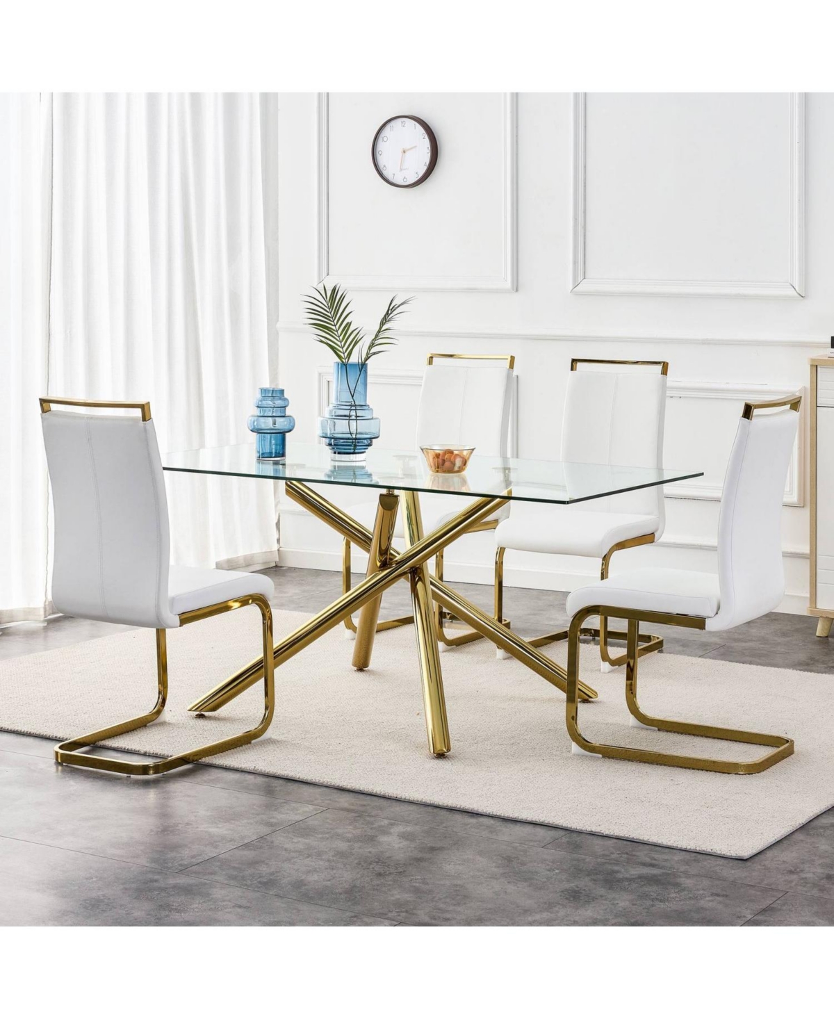 Streamdale Furniture Modern White Pu Leather Dining Chairs (Set of 4)