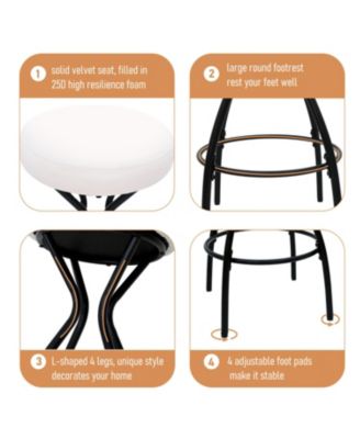 Backless Bar Stools Set of 2 - Black & Cream