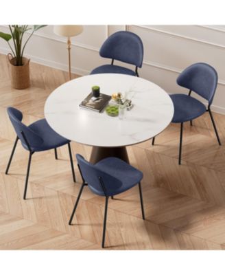 Blue PU Leather Dining Chairs - Set of 4