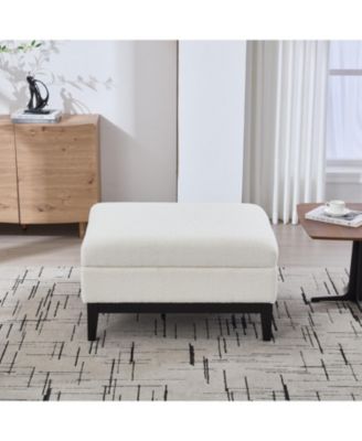 33.86" Ivory Boucle Storage Ottoman/Coffee Table