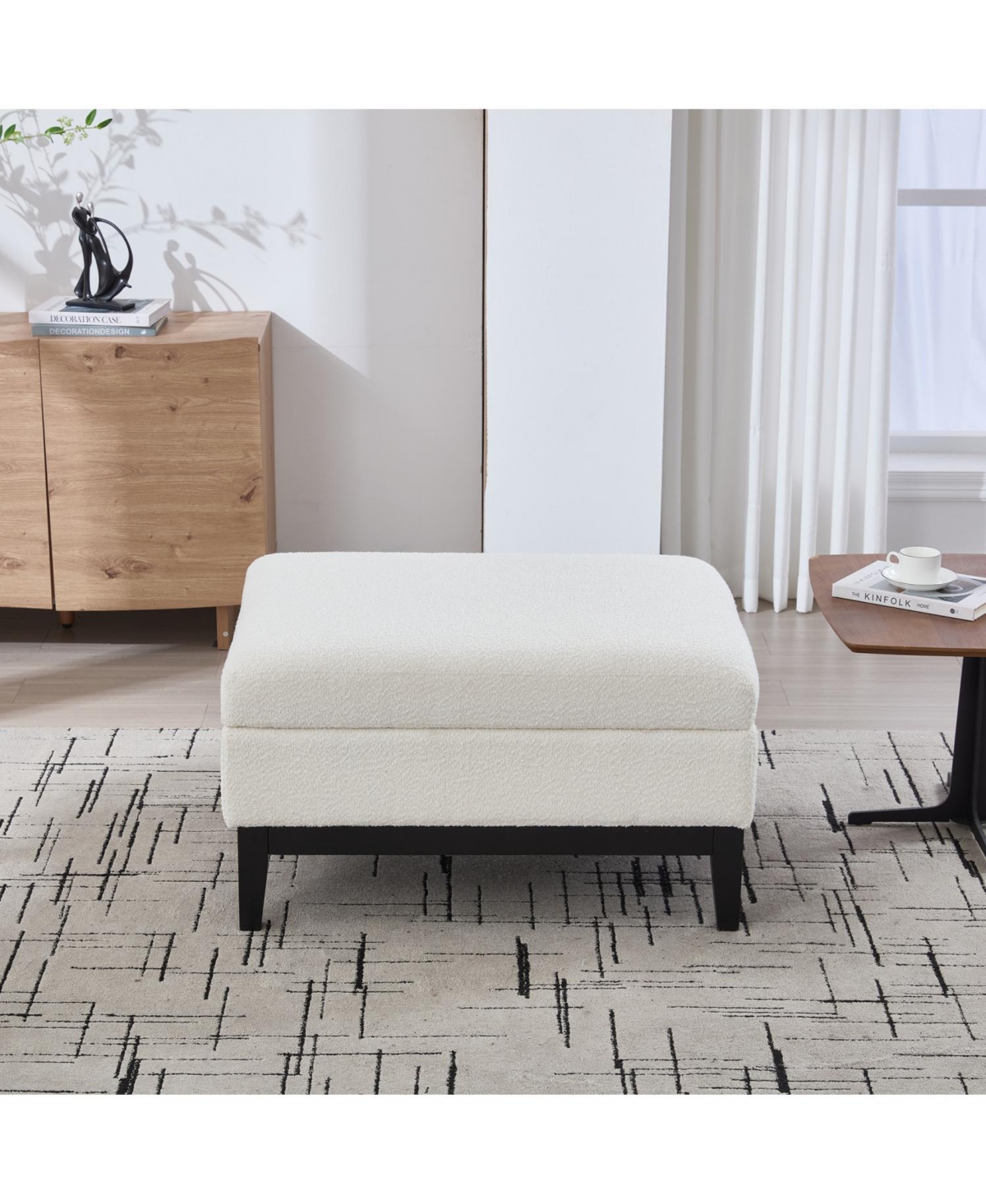 Streamdale Furniture 33.86" Ivory Boucle Storage Ottoman/Coffee Table