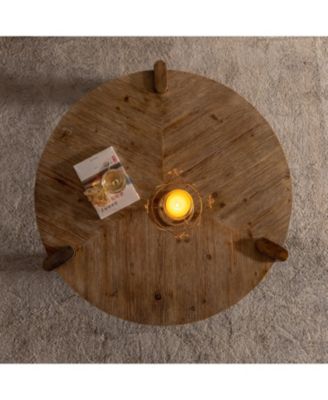 Rustic Wood Round Coffee Table