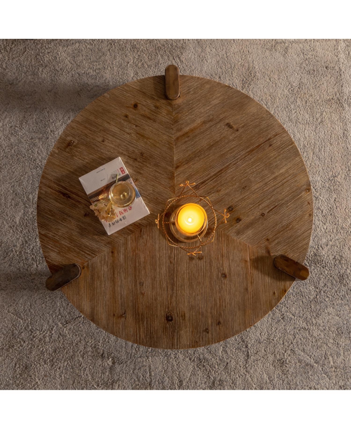 Streamdale Furniture Rustic Wood Round Coffee Table