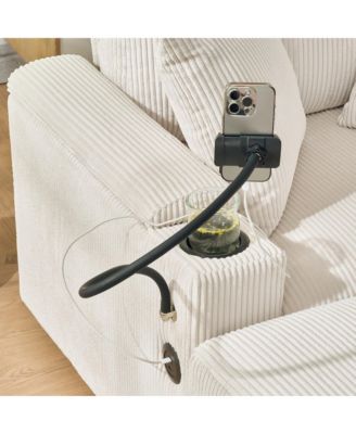  55" Oversized Chaise Lounge Chair with Ottoman, Storage & USB - Beige